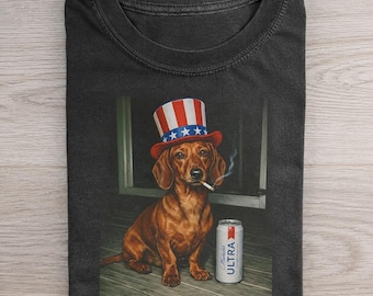 Patriotic Dachshund Dog T-shirt, Patriotic Wiener Dog USA Shirt, Doxie 4th Of July Shirt, Funny Sausage Dog Gift, Dog Lover Gift