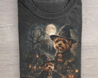 Halloween Yorkie Dog T-shirt, Halloween Dog Shirt, Vintage 90s Yorkshire Terrier Pumpkin Tee, Cute Dog Halloween Shirt, Spooky Season Gift