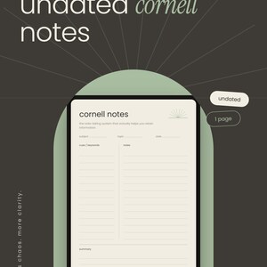 undated cornell notes template for goodnotes | digital note-taking page ipad | minimalist study notes for notability