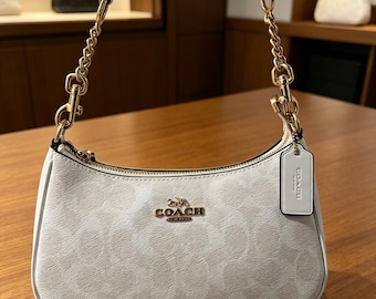 Signature Canvas Convertible Shoulder Bag | Coach Teri Chalk White