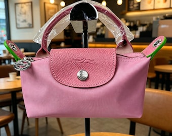 Longchamp Pink Mini Carry Bag | Detachable Strap Casual Shoulder Purse