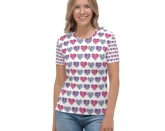 Crochet Heart Print Women's T-shirt