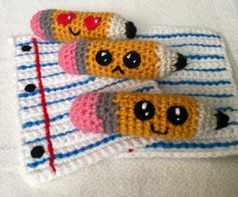 Notebook paper AND Pencil Pals Crochet Patterns image 1