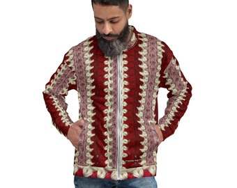 Crochet Striped Unisex Bomber Jacket