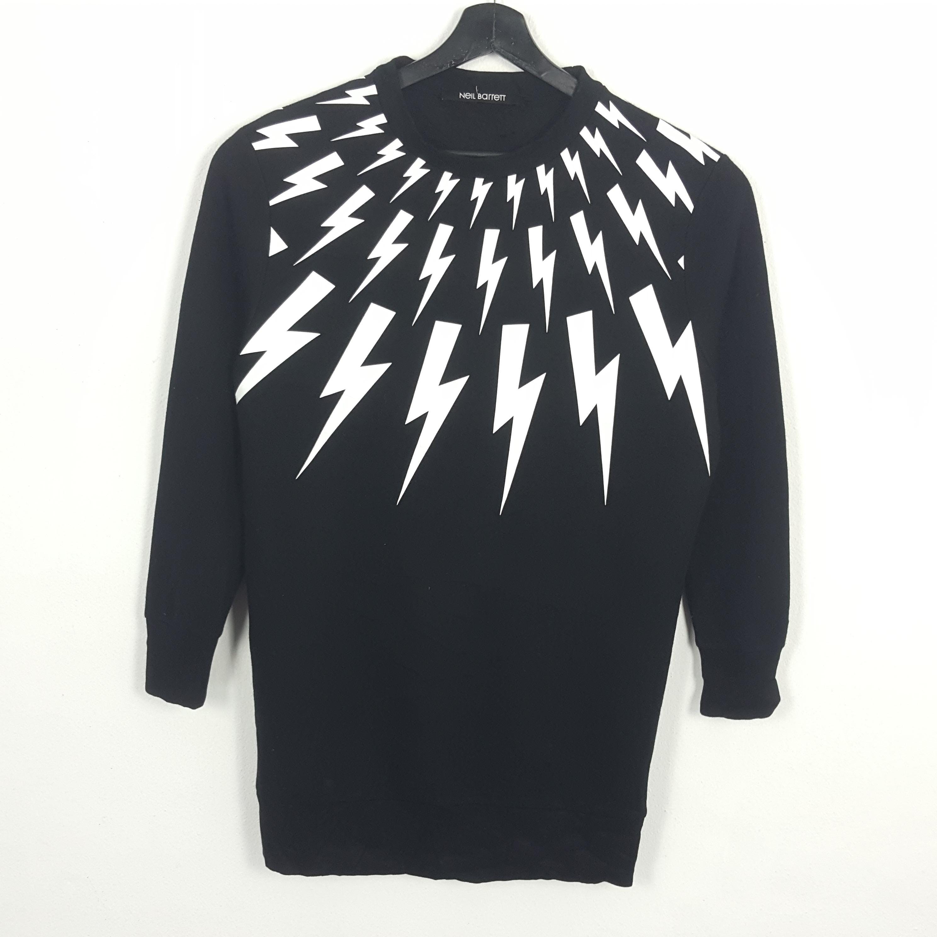 Neil Barrett, Vintage Neil Barrett Lightning Bolt Printed Black Sweatshirt