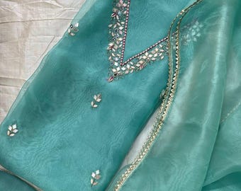 Embroidered Organza Salwar Kameez Set with Dupatta | Pakistani Indian Wedding Party Wear