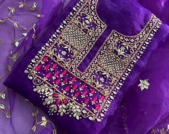 Organza Salwar Kameez for Women, Pakistani Designer Suit Set with Dupatta, Indian Ethnic Wear, Party & Wedding Outfit