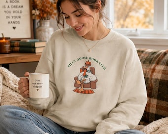 Dumme Gans Buch Club Sweatshirt, gemütliches Buch-Liebhaber-Sweatshirt, Herbstlesung Rundhalsausschnitt, Booktok Geschenk, Herbstgans-Sweatshirt