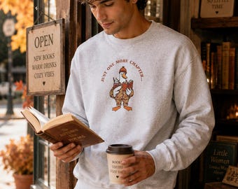 Nur noch ein Kapitel Sweatshirt, Buch-Liebhaber-Sweatshirt, süßes Gans Lese Shirt, gemütliches Leser Geschenk, Herbst Bücherwurm Rundhalsausschnitt