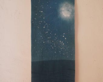 Japanese Indigo Wall Art | One-of-a-kind Ryukyu Indigo Textile | Handmade Natural Dye Artwork from Okinawa