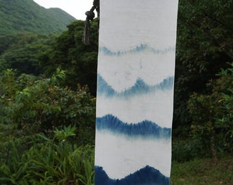 Japanese Indigo Landscape Art | One-of-a-Kind Ryukyu Indigo Wall Hanging | Handmade in Okinawa