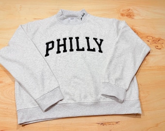Philly Eagles Mockneck Sweatshirt | Tackle Twill Applique, Go Birds Embroidery