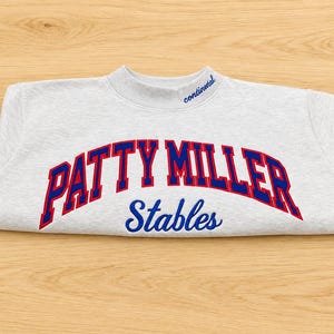 Custom Double Embroidered Mockneck Sweatshirt, Front and Collar Personalized Name Sweater, Boxy Oversized Fit, Custom Colors