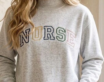 Embroidered Nurse Sweatshirt | Heavy Fleece | Thread Embroidery | Nurse Graduation Gift