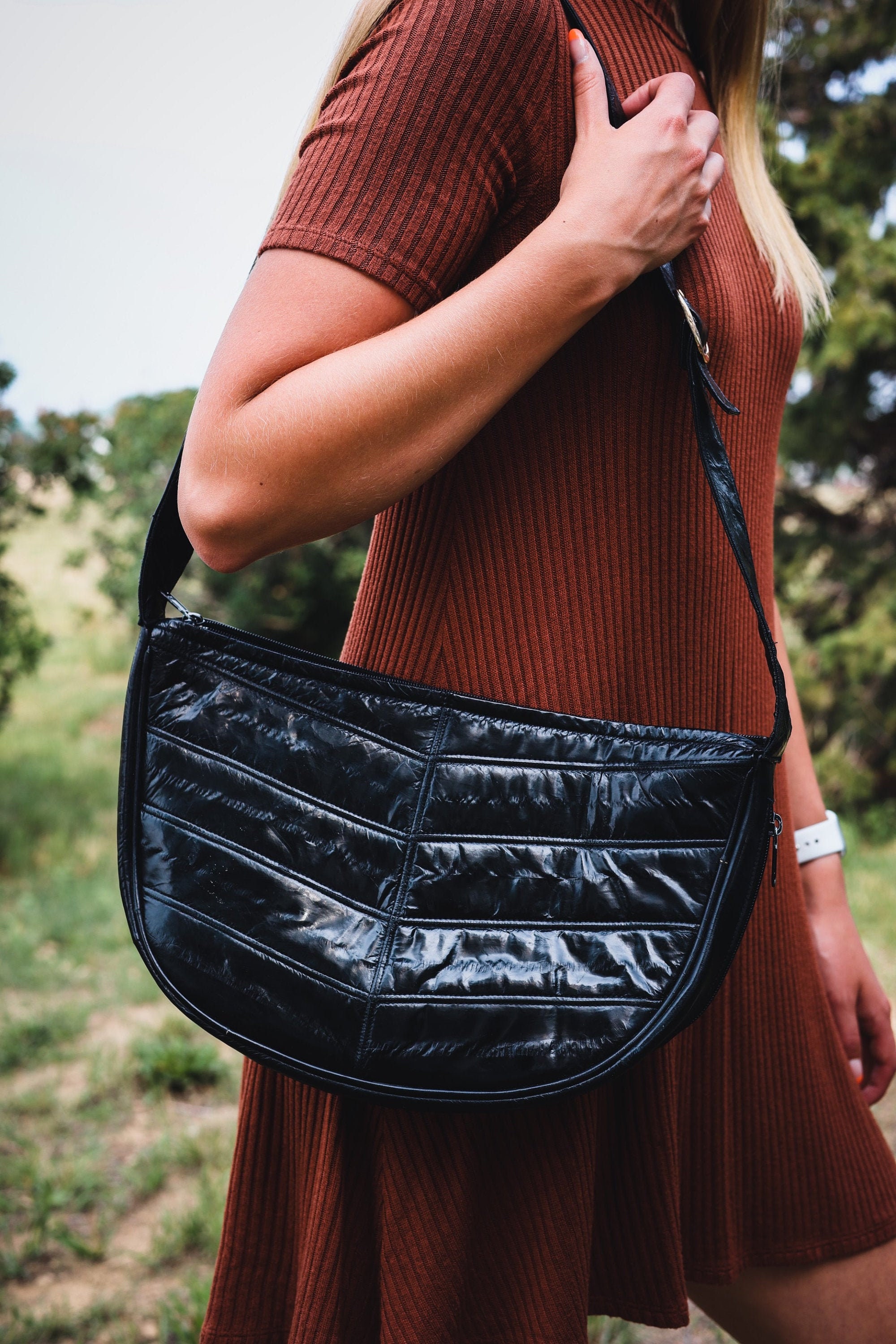 Vintage Black Eel Skin Purse 1980s 