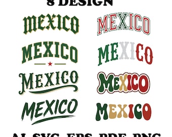 Pacchetto SVG Messico, tipografia retrò Messico, file di taglio messicano, SVG per Cricut, PNG per Silhouette, download digitale