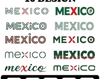 Pacchetto SVG Messico, design tipografico Messico, file di taglio bandiera messicana, file Cricut, 10 design, Svg Eps Pdf Png Ai