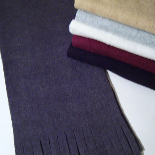 Fleece Scarf--Custom--You Choose Color--Burgundy Fleece Black Fleece Grey Fleece Ivory Fleece--Polar Fleece Scarves