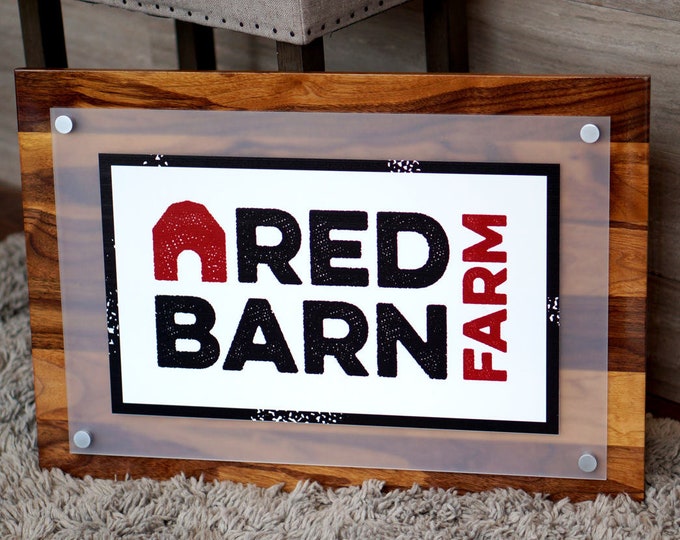 Custom Reception Desk Business Entrance Wall Commercial Welcome Sign 18" x 26" shown in Sapwood Finish