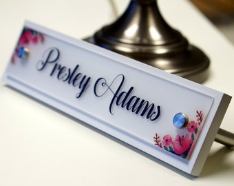 Wooden Desk Name Plate Work Decor 10 x 2.5