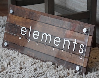 Custom Pallet or Reclaimed Wood Business Sign with Logo 10 x 22 inches