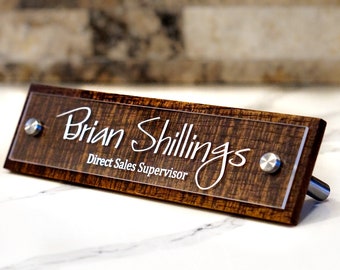 Rustic Desk Name Plate.   Made Exclusively by Garo Signs. Size 10" x 2.5"