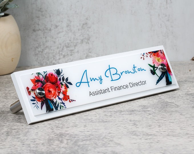Modern Desk Name Plate.   Made Exclusively by Garo Signs. Size 10" x 2.5"