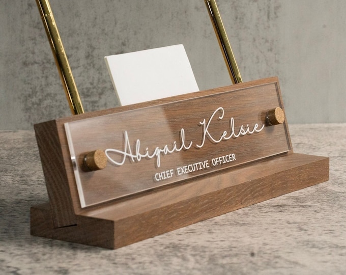 Rustic Weathered and Aged Oak Desk Name Plate 10" x 2.5" - Made by Garo Signs