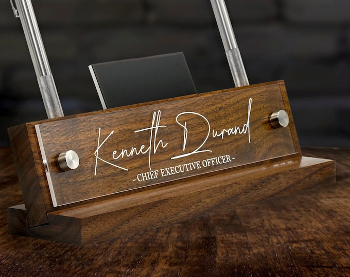 Executive Desk Name Plate.   Made Exclusively by Garo Signs. Size 10" x 2.5"