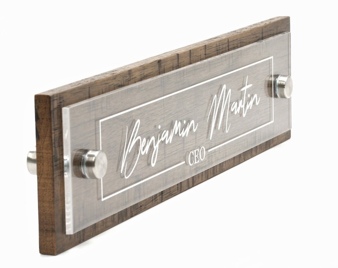 Rustic Wall & Door with Hardware Name Plate.   Made Exclusively by Garo Signs. Size 10" x 2.5"