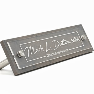 Plaque signalétique de bureau rustique. Fabriqué exclusivement par Garo Signs. Taille 10&quot; x 2,5&quot;