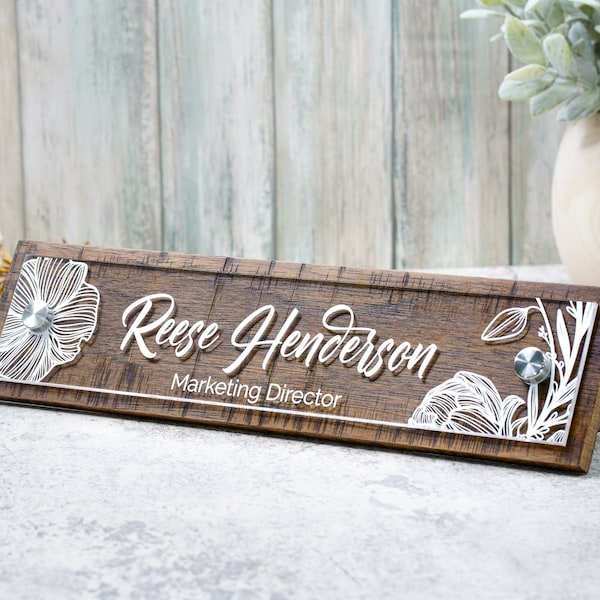 Rustic Desk Name Plate.   Made Exclusively by Garo Signs. Size 10" x 2.5"