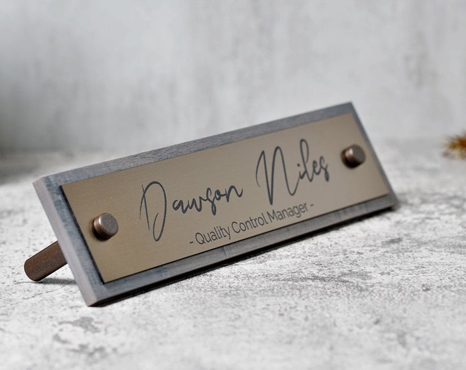 Rustic Desk Name Plate.   Made Exclusively by Garo Signs. Size 10" x 2.5"