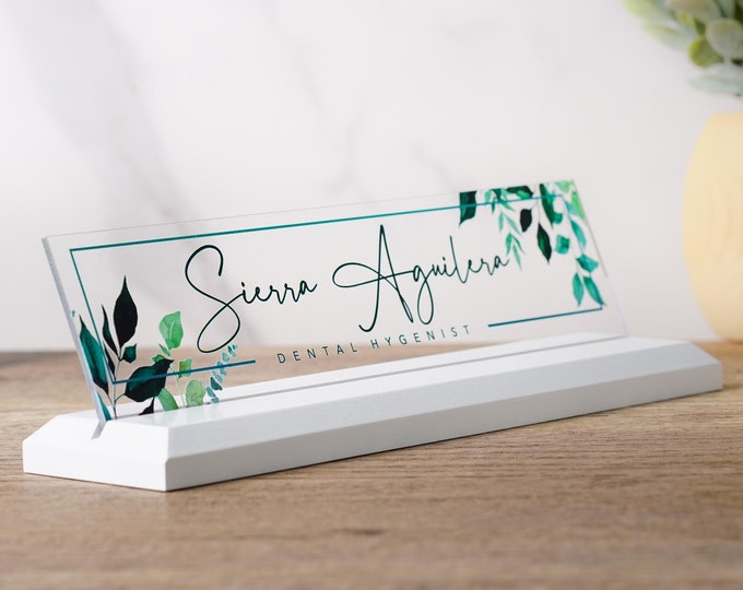 Desk Name Plate, Modern Office Decor, Graduation Gift for Her, Name Badge, Name Tag, Nameplate, Name Sign, Desk Name Sign