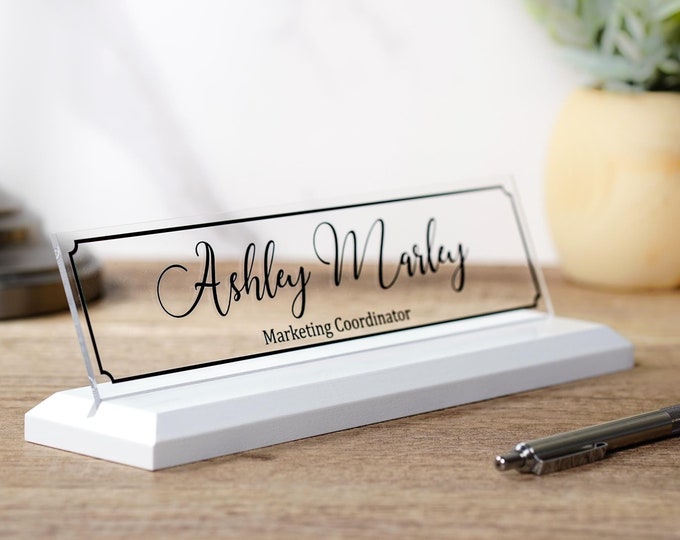 Desk Name Plate, Modern Office Decor, Graduation Gift for Her, Name Badge, Name Tag, Nameplate, Name Sign, Desk Name Sign