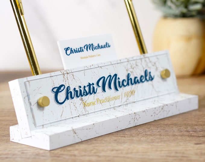 Executive Custom Office Name Plate: Personalized Wood Desk Sign and Acrylic Makes a Great Father or Mothers Day Gift 10x2.5