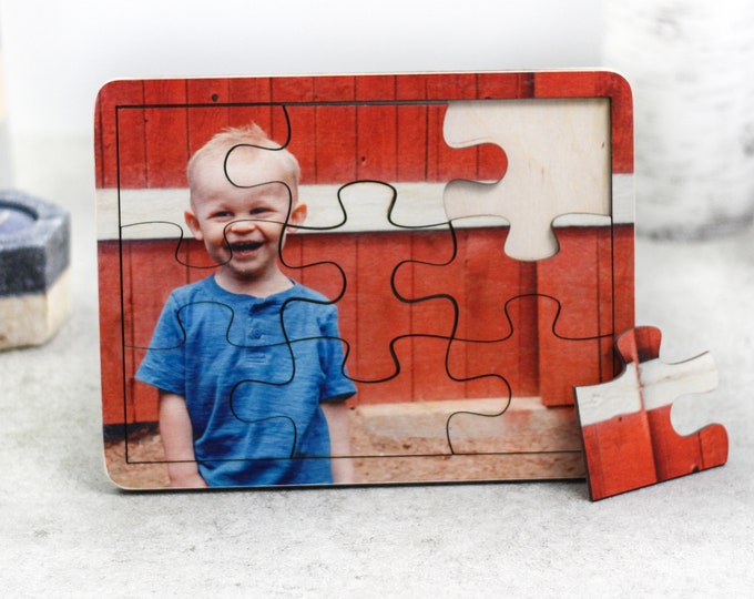 Personalized Wood Jigsaw Photo Puzzle, Baby Birthday Gift, Nursery Decor, Montessori Toys, Baby Shower Gift, Christmas Gift for Toddlers