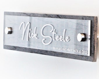 Rustic Wall Name Plate - Personalized Name Plate - Door Name Plate - Office Decor - Personalized Name Sign - Acrylic Sign - Size 10" x 2.5"