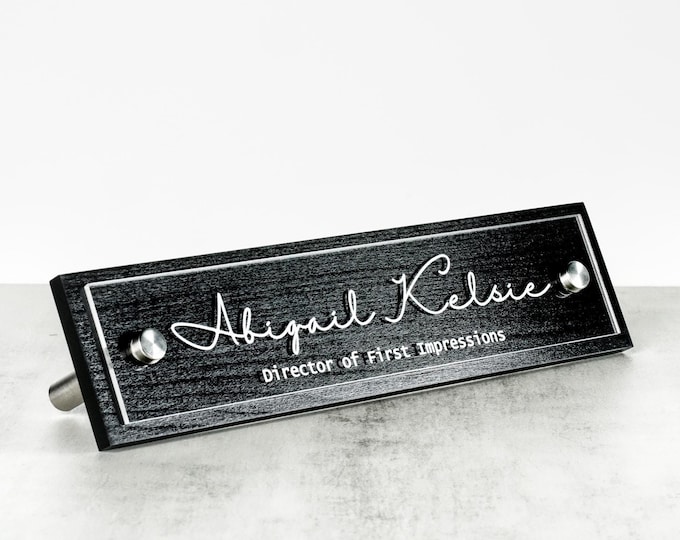 Funny Desk Name Plate - Funny Personalized Acrylic Name Sign - Funny Coworker Gift, Boss Gift, Teacher Gift - Funny Desk Sign. 10" x 2.5"