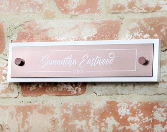 Modern Wall & Door Flush Mount Name Plate.   Made Exclusively by Garo Signs. Size 10" x 2.5"