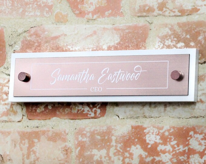 Modern Wall & Door Flush Mount Name Plate.   Made Exclusively by Garo Signs. Size 10" x 2.5"