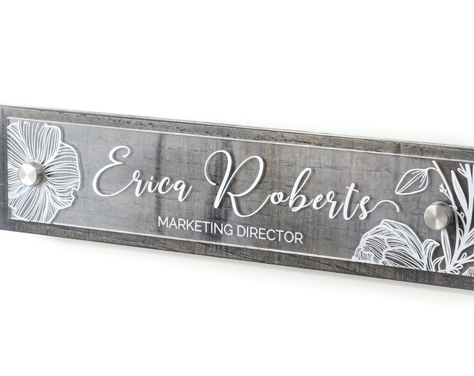Rustic Wall & Door with Hardware Name Plate.   Made Exclusively by Garo Signs. Size 10" x 2.5"
