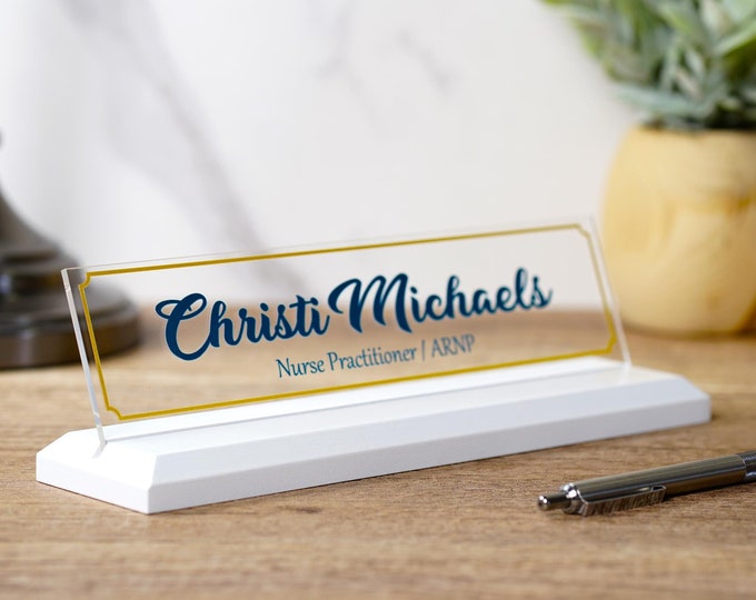 Classic Desk Name Plate.   Plaque made Exclusively by Garo Signs. Size 10" x 2.5”