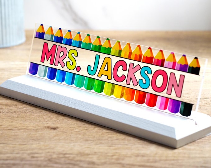Personalized Teacher Gift, Desk Name Plate, Teacher Name Sign, Coworker Gift. Made Exclusively by Garo Signs. Size 10" x 2.5”