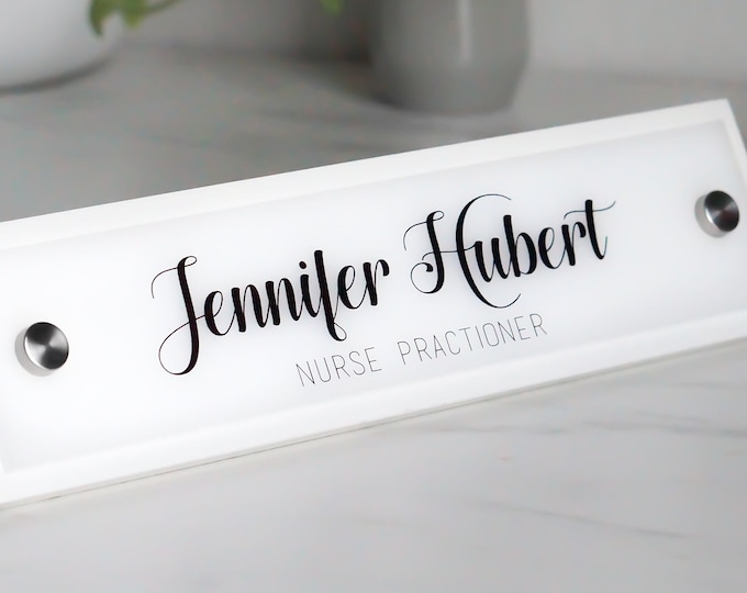 Elegant Personalized Desk Name Plate. Teacher Gift, Coworker Gift, Boss Gift.  Made Exclusively by Garo Signs. Size 10" x 2.5"