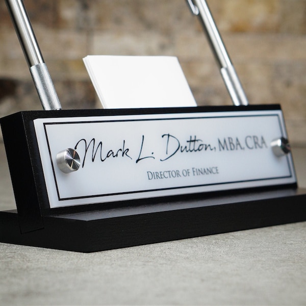 Executive Desk Name Plate.   Made Exclusively by Garo Signs. Size 10" x 2.5"