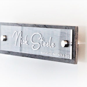 Rustic Wall & Door with Hardware Name Plate.   Made Exclusively by Garo Signs. Size 10" x 2.5"