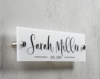 Personalized Acrylic Wall & Door Name Plate with Hardware Included.   Made Exclusively by Garo Signs. Size 10" x 2.5"