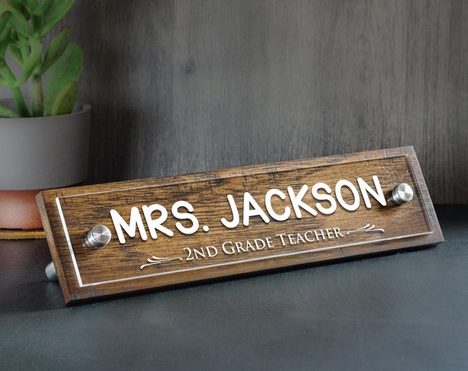 Teacher Rustic Desk Name Plate. Personalized Teacher Gift. Teacher Appreciation. School Teacher Gift.  Size 10" x 2.5"