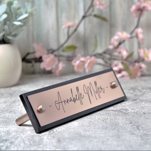 Modern Desk Name Plate.   Made Exclusively by Garo Signs. Size 10&quot; x 2.5&quot;